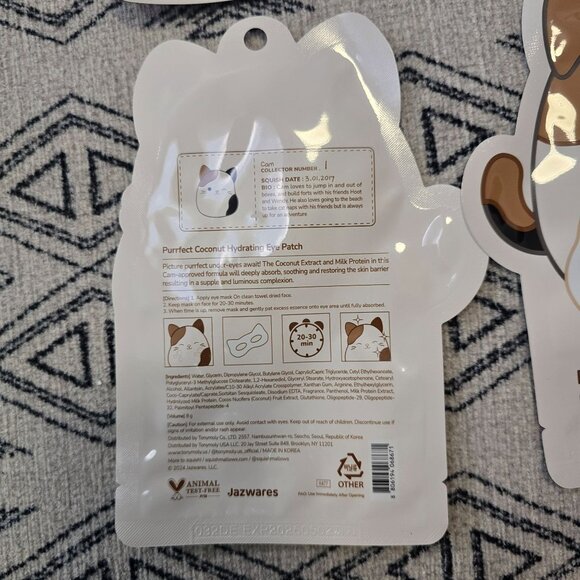 Tonymoly squashmallow Purrfect Coconut Hydrating Eye Patch Set Of 6 Radiant Skin - Picture 3 of 5